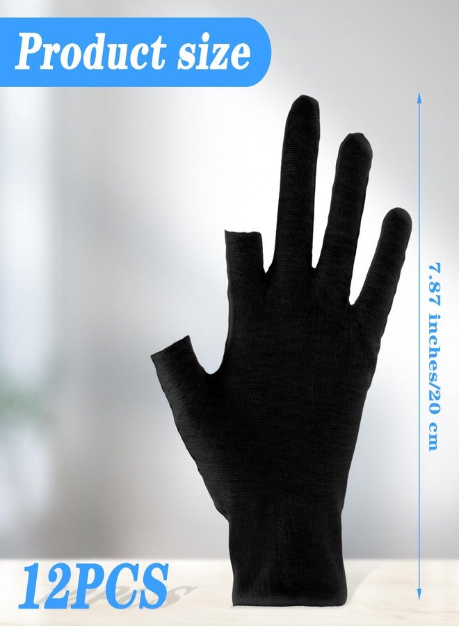 Dimeho 6 Pairs Moisturizing Cotton Gloves Touchscreen Overnight Sleeping Gloves Lightweight Nighttime Lotion Gloves for Bedtime Dry Hand Therapy Sensitive Irritated Skin SPA (Black) - Image 2